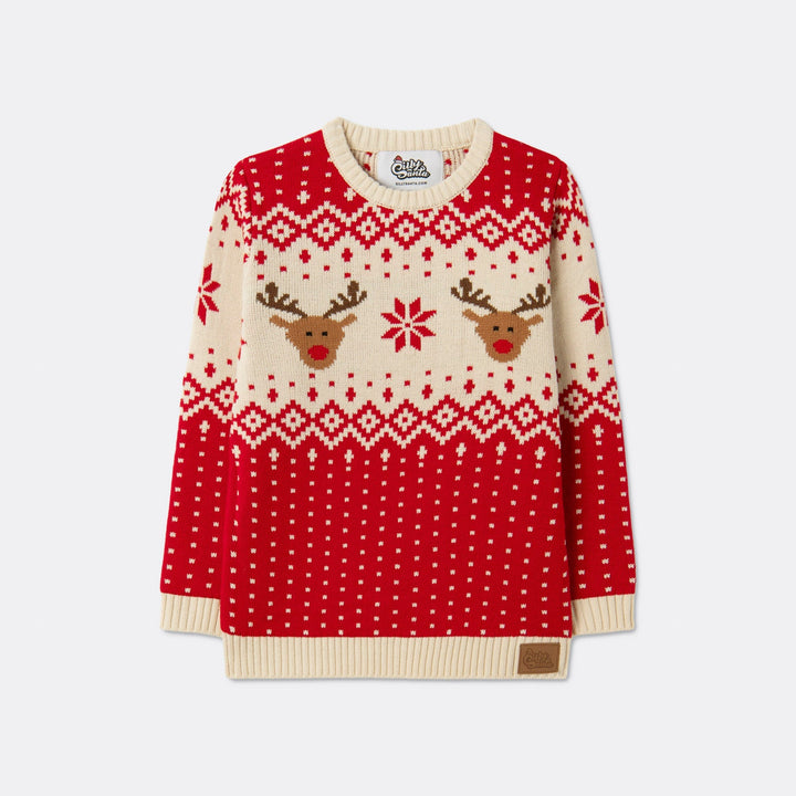 Rød Retro Rensdyr Julesweater Børn