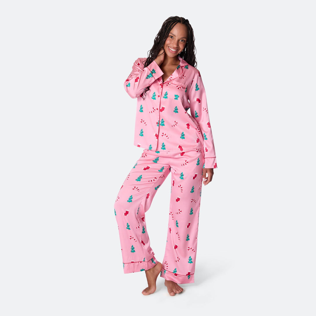 Rosa Satin Julepyjamas Dame