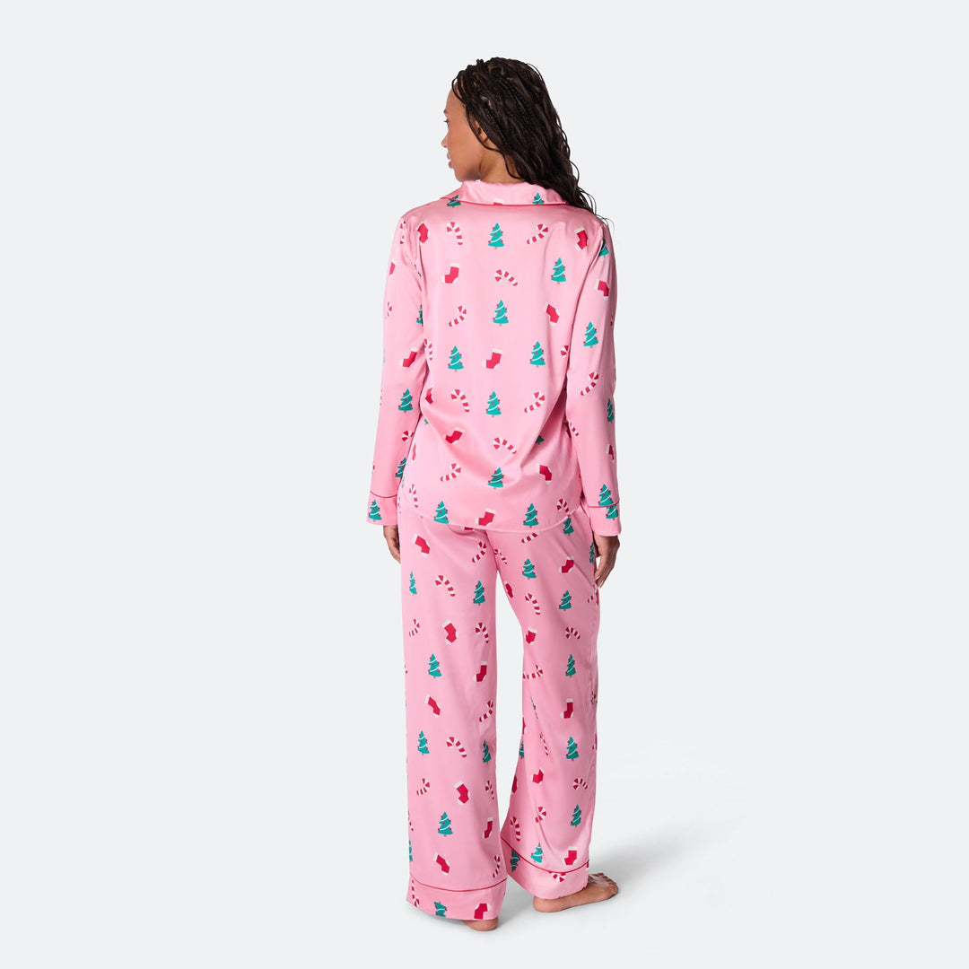 Rosa Satin Julepyjamas Dame