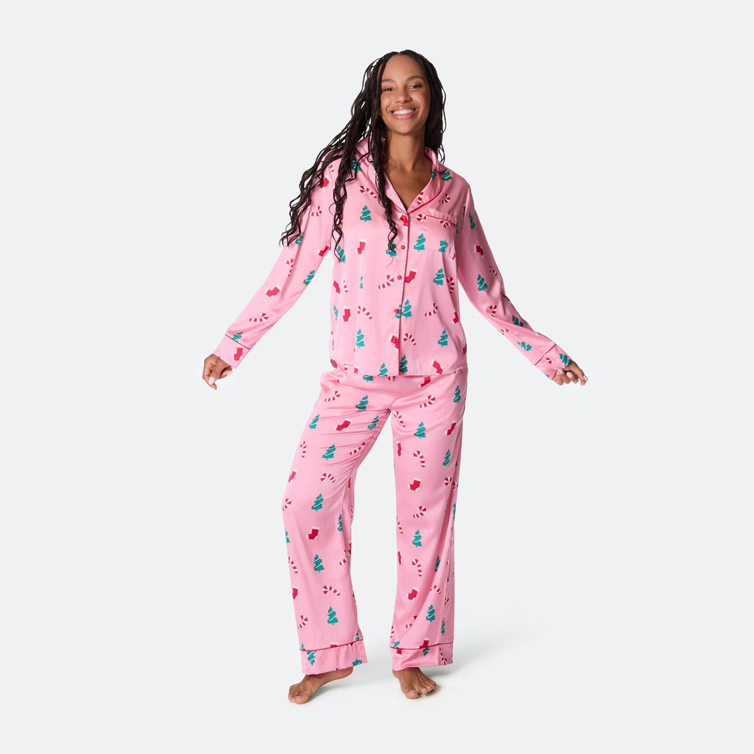 Rosa Satin Julepyjamas Dame