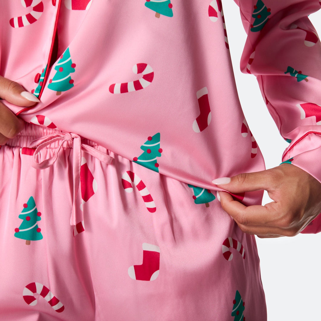 Rosa Satin Julepyjamas Dame
