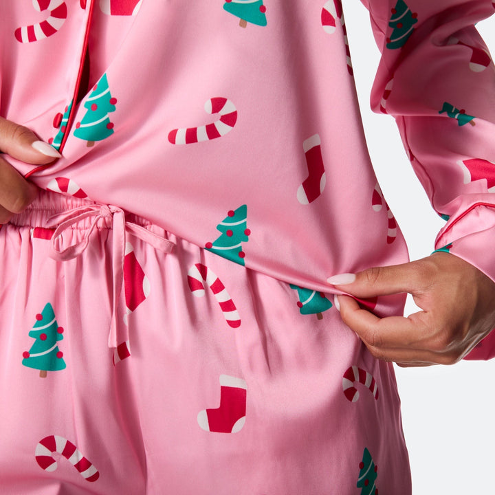 Rosa Satin Julepyjamas Dame