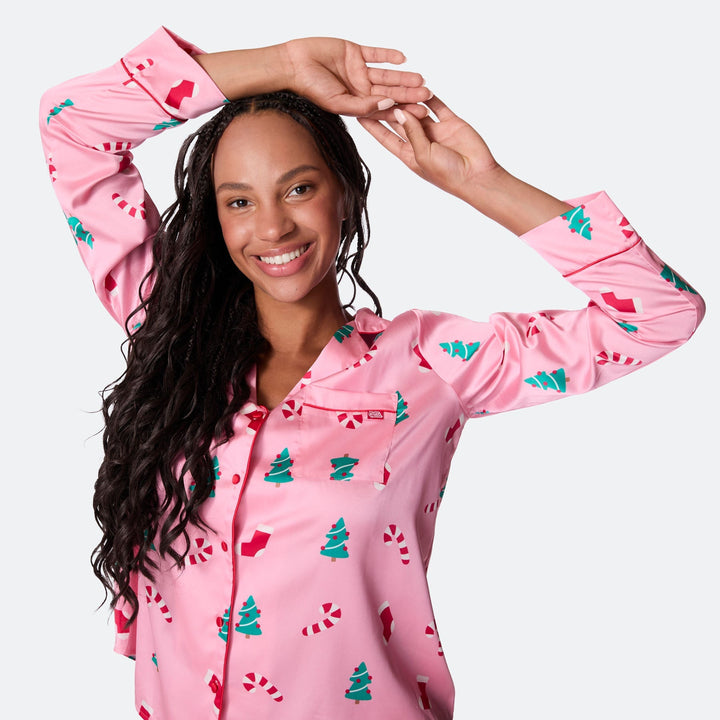 Rosa Satin Julepyjamas Dame