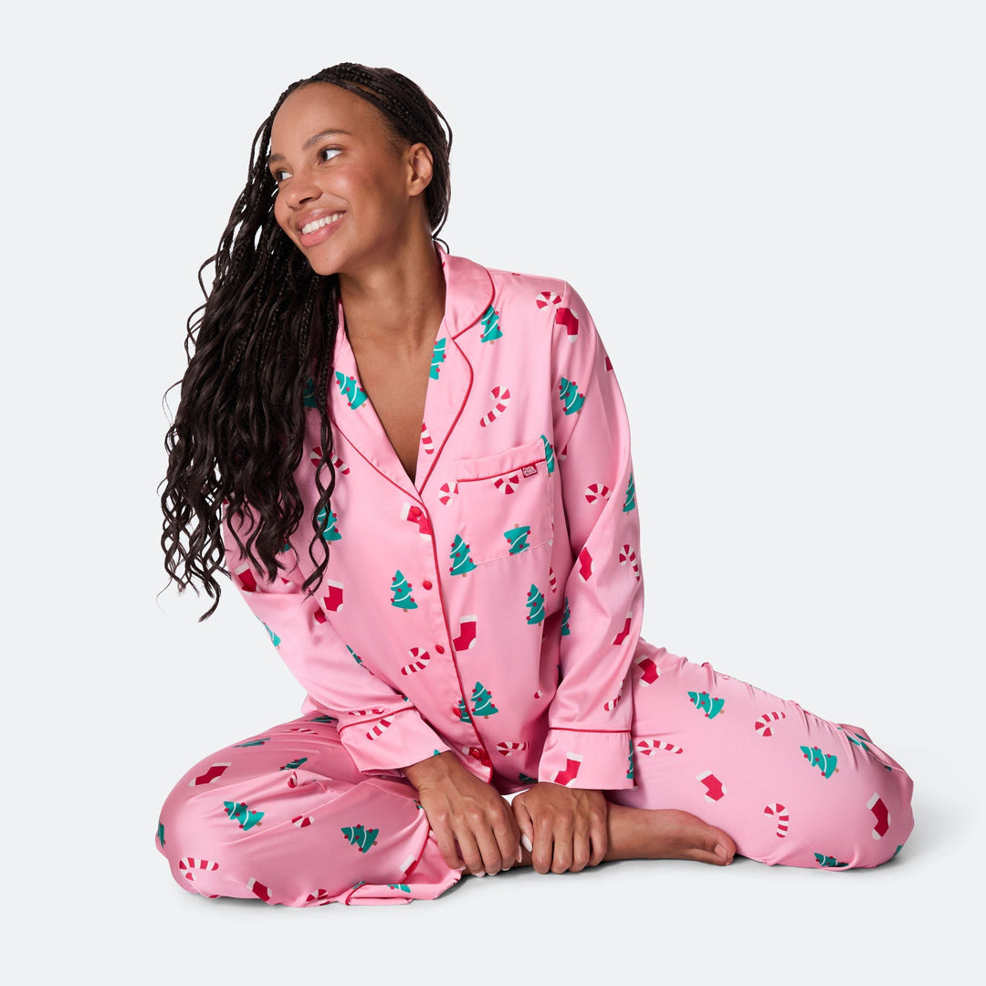 Rosa Satin Julepyjamas Dame