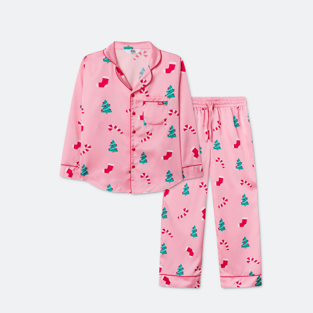 Rosa Satin Julepyjamas Børn