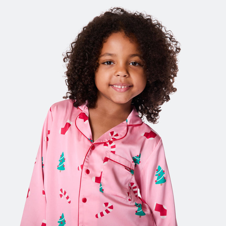 Rosa Satin Julepyjamas Børn