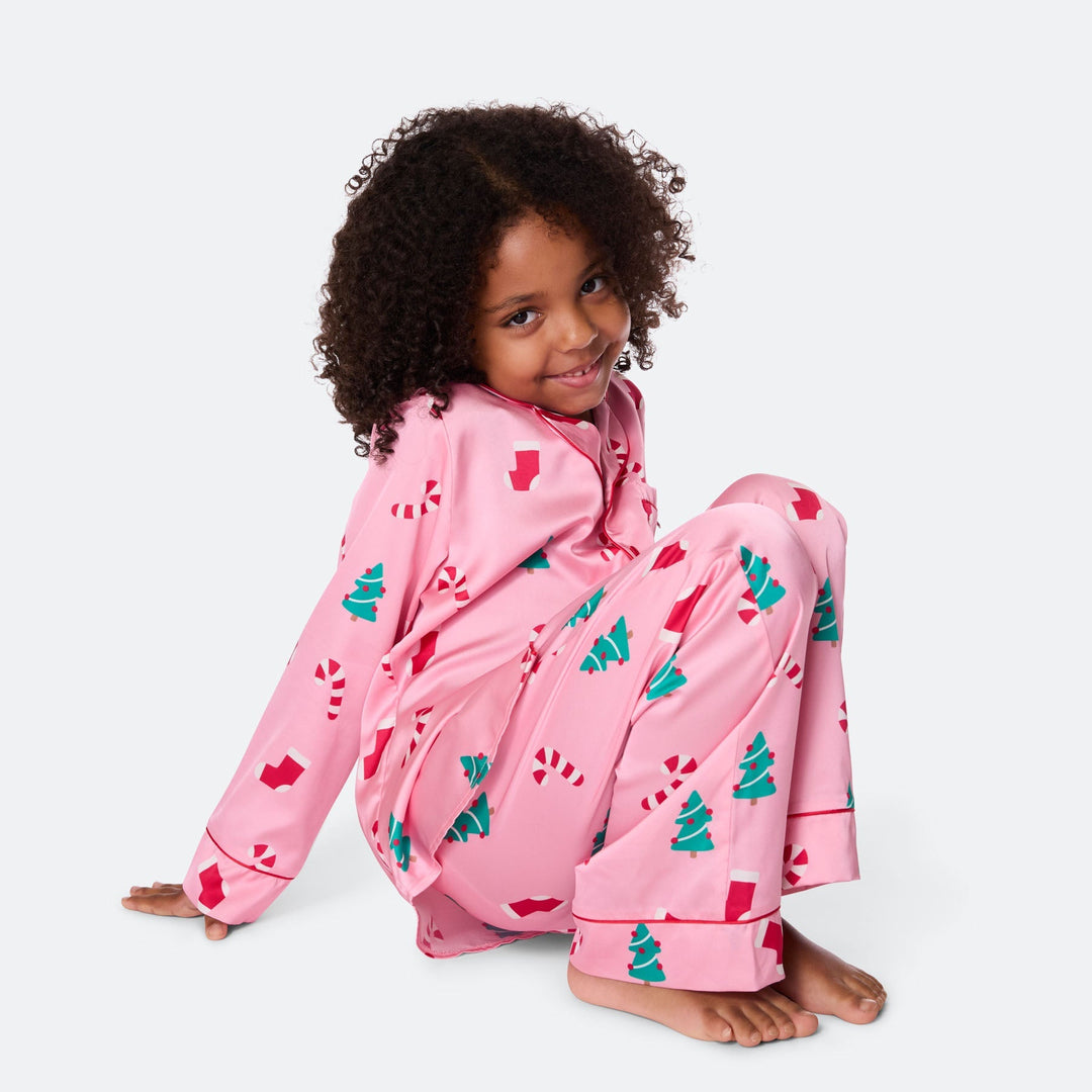 Rosa Satin Julepyjamas Børn