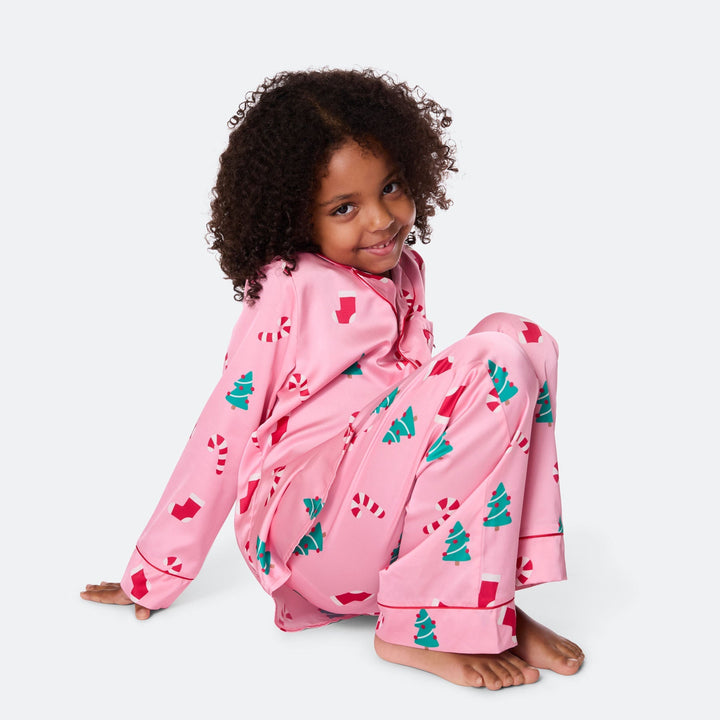 Rosa Satin Julepyjamas Børn