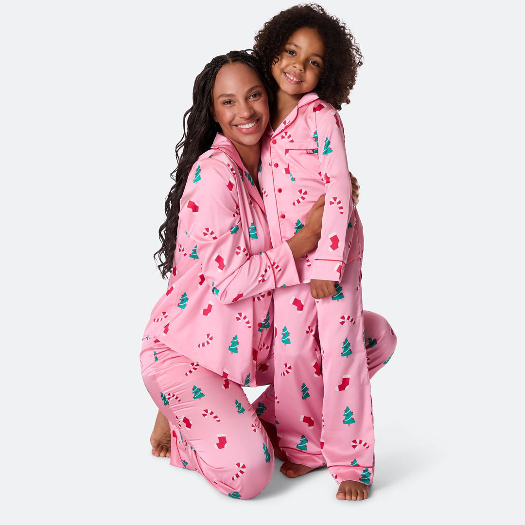 Rosa Satin Julepyjamas Dame