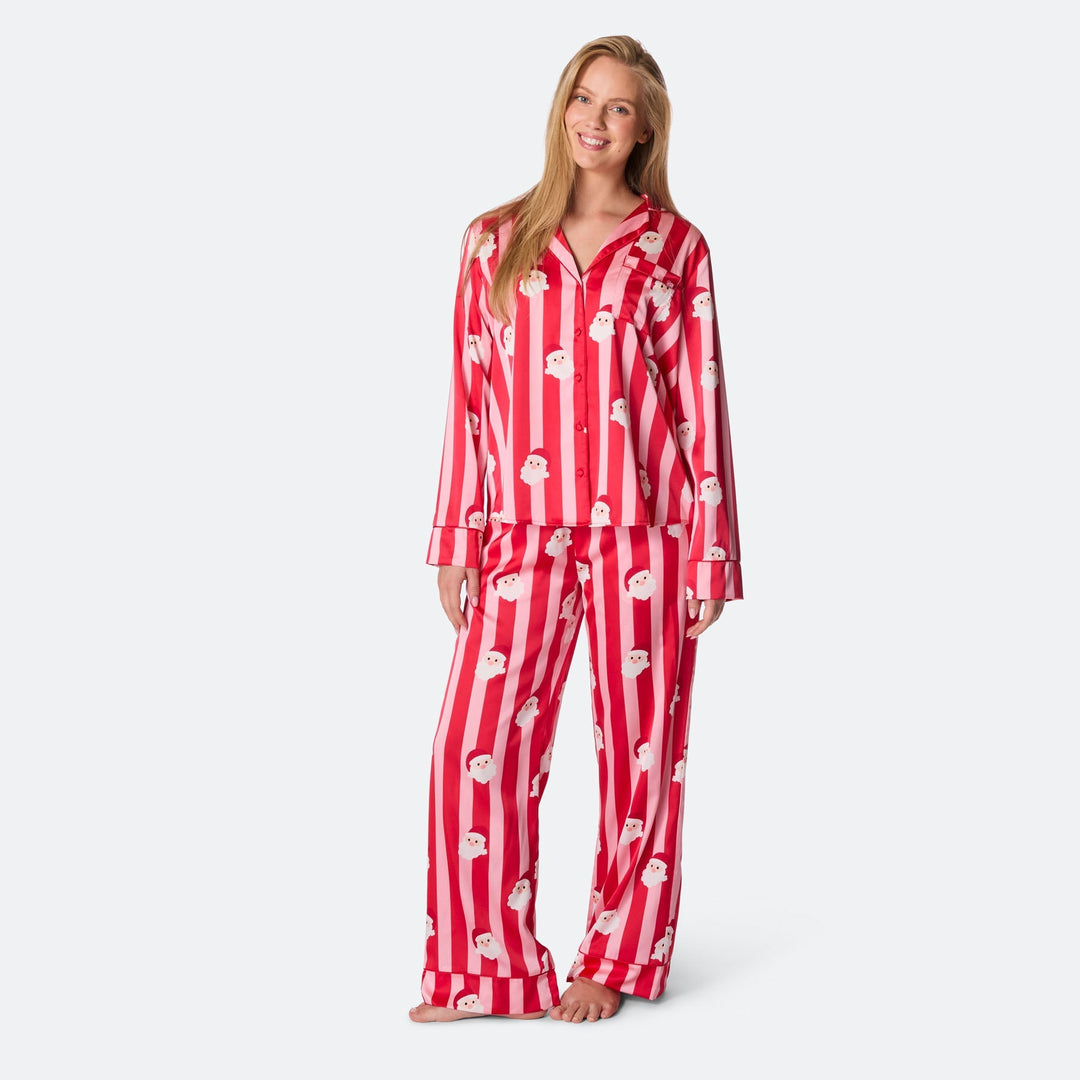 Stribet Satin Julepyjamas Dame