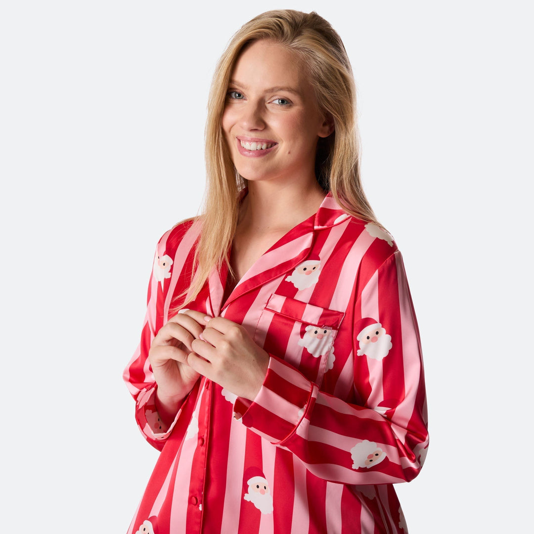 Stribet Satin Julepyjamas Dame