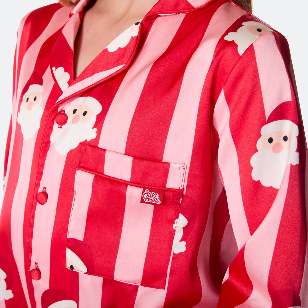 Stribet Satin Julepyjamas Dame