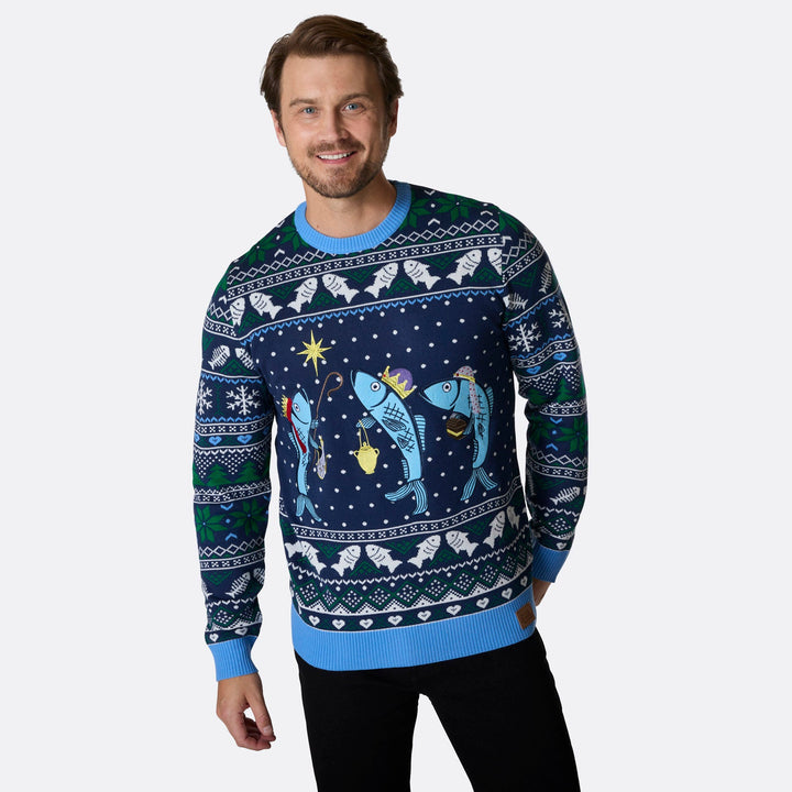 De Tre Vise Fisk Julesweater Herre