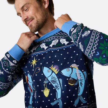 De Tre Vise Fisk Julesweater Herre
