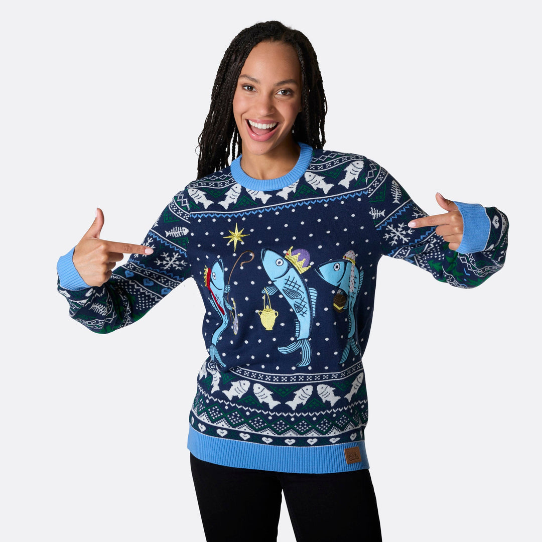 De Tre Vise Fisk Julesweater Dame