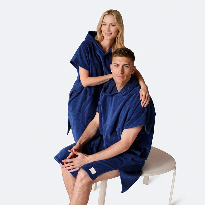 Marineblå Badeponcho