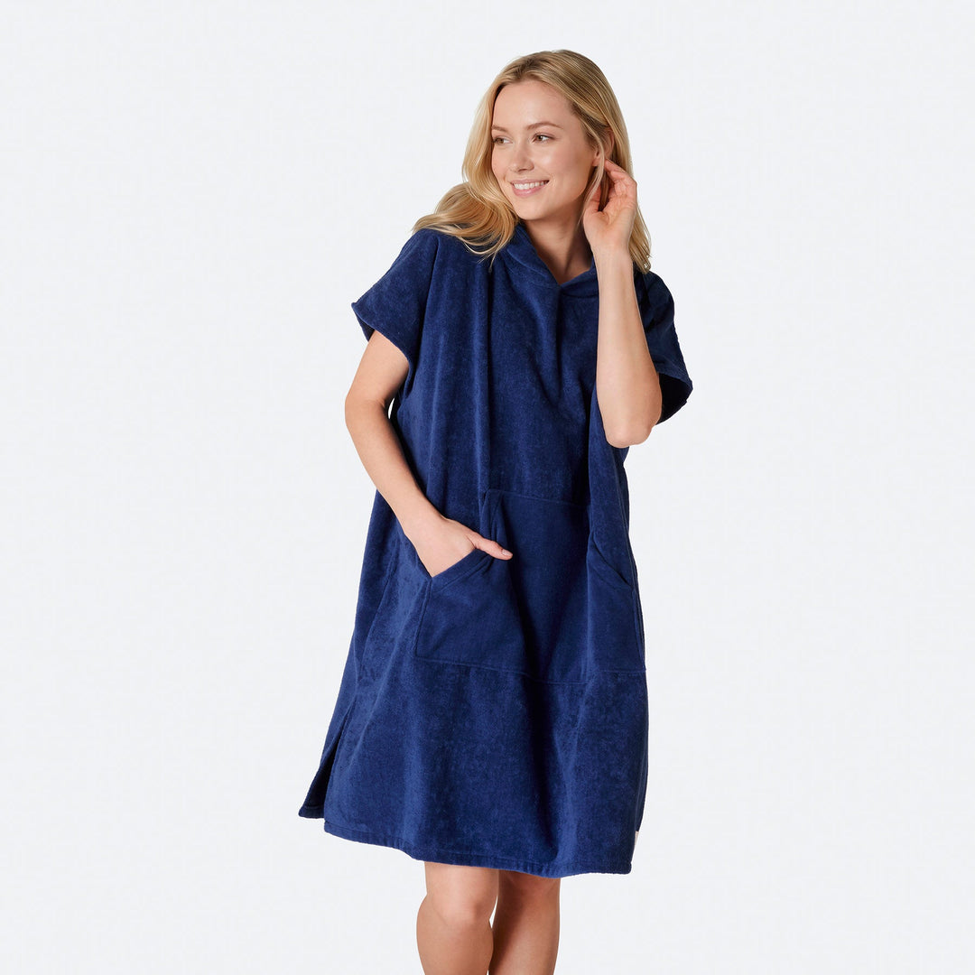 Marineblå Badeponcho