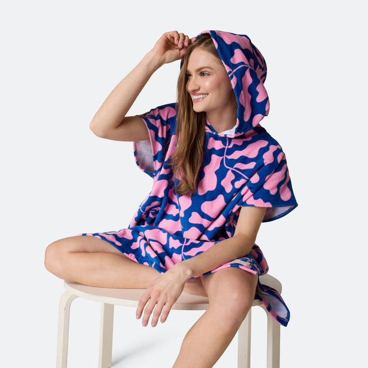 Mønstret Blå Badeponcho