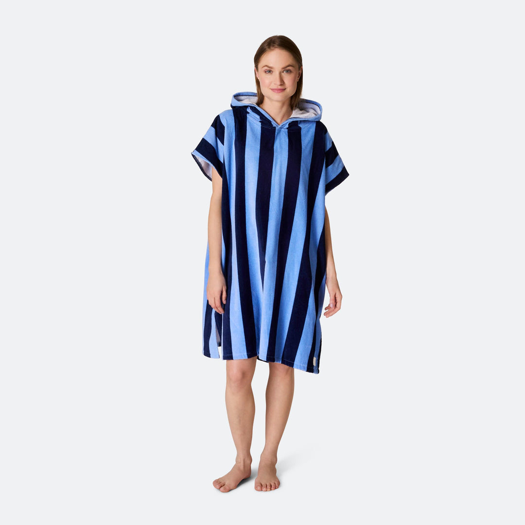 Stribet Blå Badeponcho