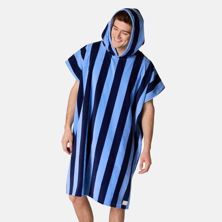 Stribet Blå Badeponcho