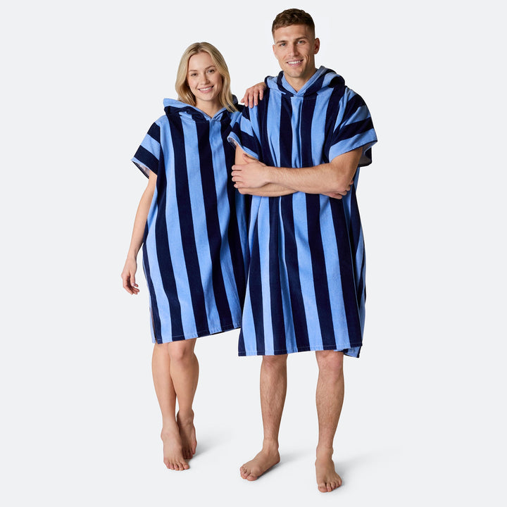 Stribet Blå Badeponcho