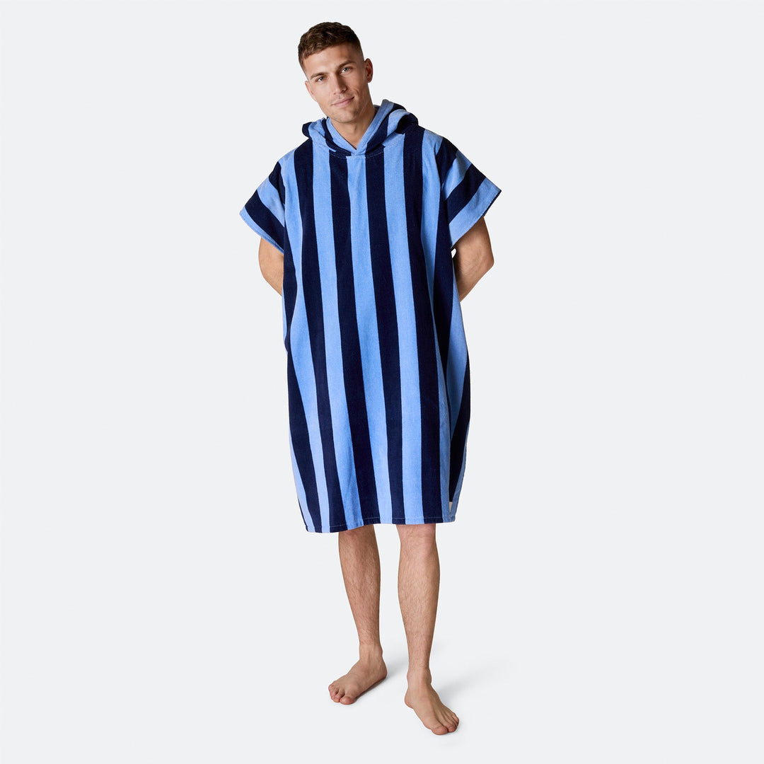 Stribet Blå Badeponcho