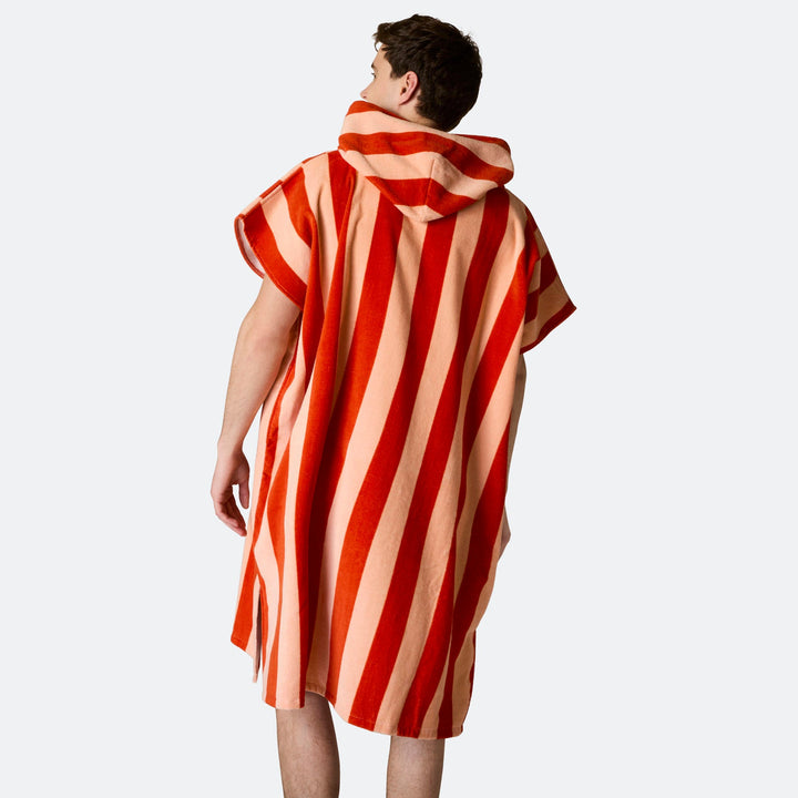 Stribet Rød Badeponcho