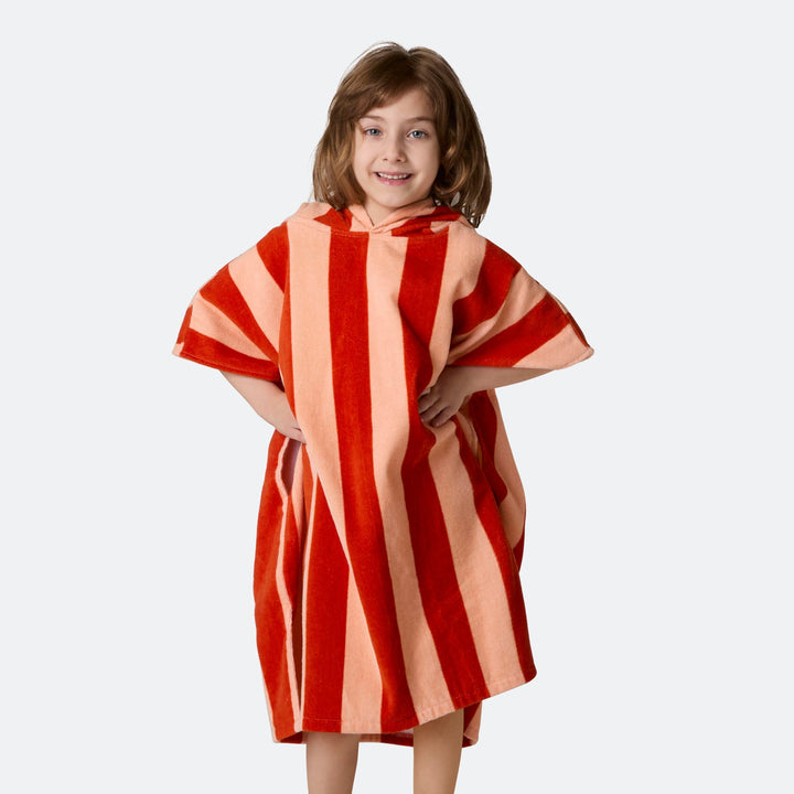 Stribet Rød Badeponcho Børn