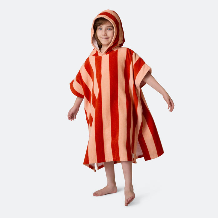 Stribet Rød Badeponcho Børn