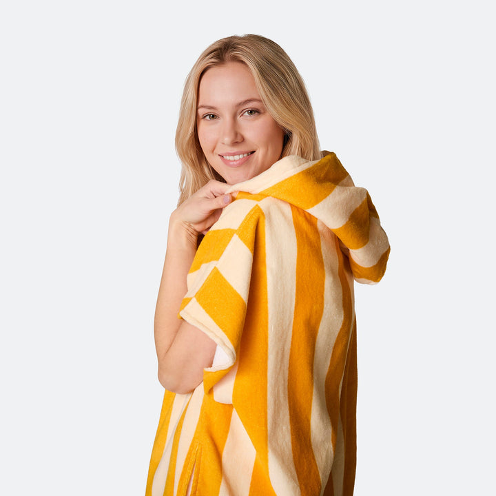 Stribet Gul Badeponcho