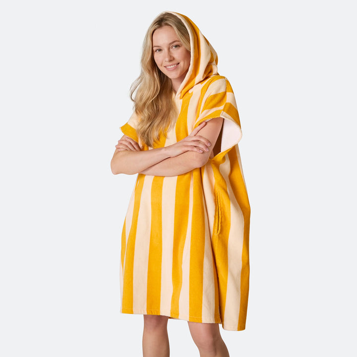 Stribet Gul Badeponcho