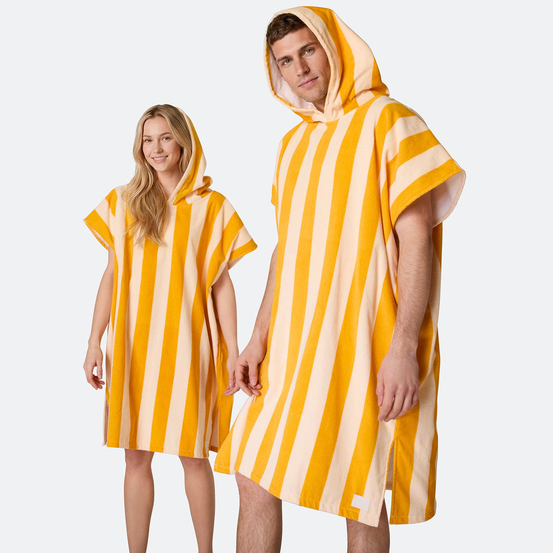 Stribet Gul Badeponcho