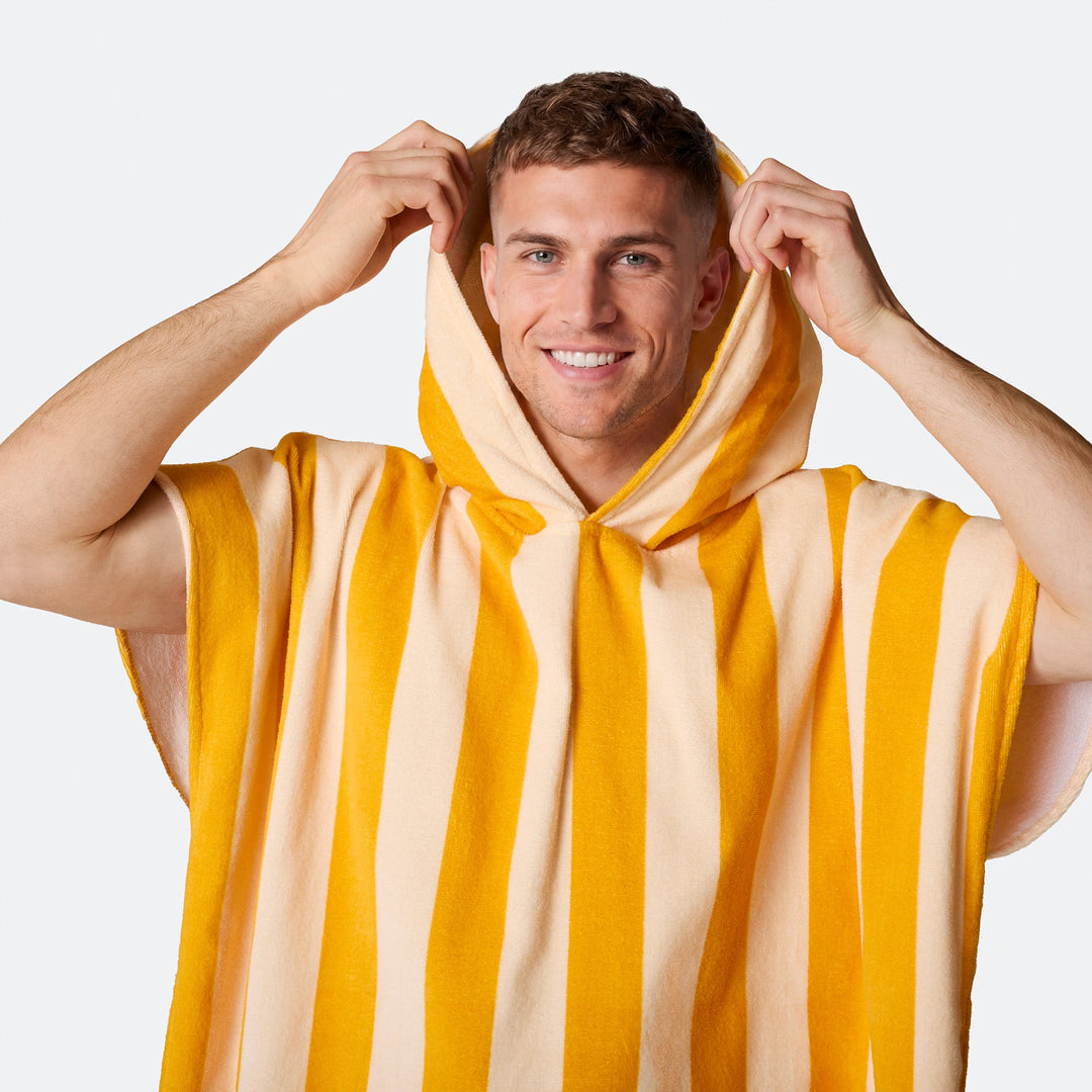 Stribet Gul Badeponcho