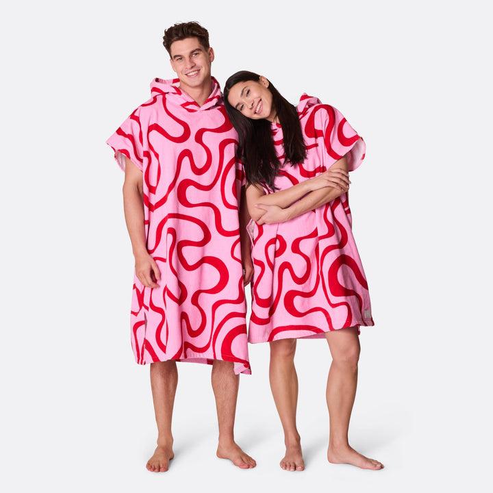 Lyserød Wavy Badeponcho