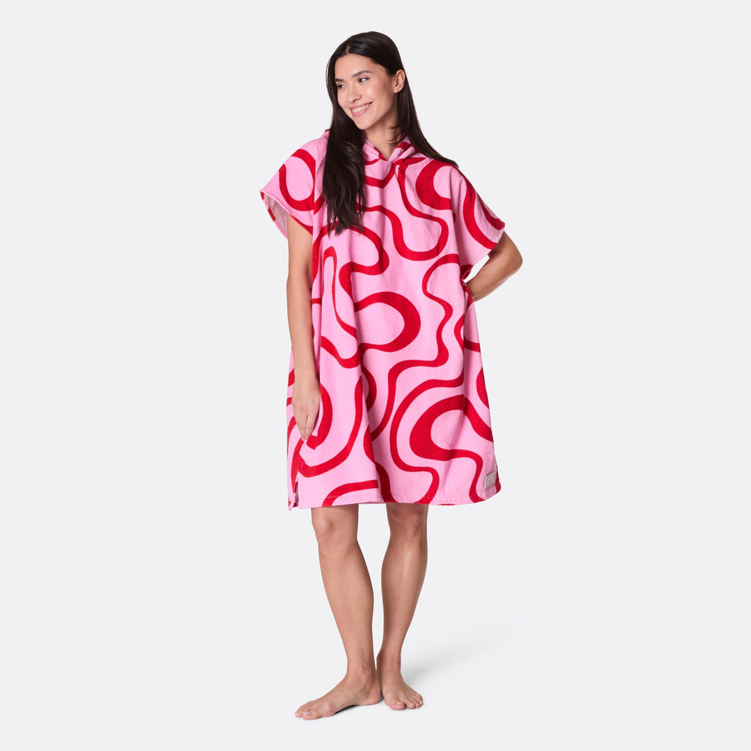Lyserød Wavy Badeponcho