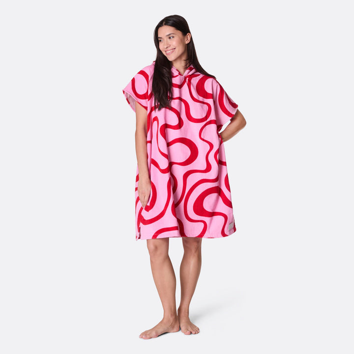 Lyserød Wavy Badeponcho