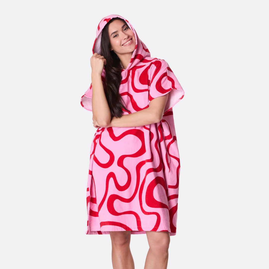 Lyserød Wavy Badeponcho