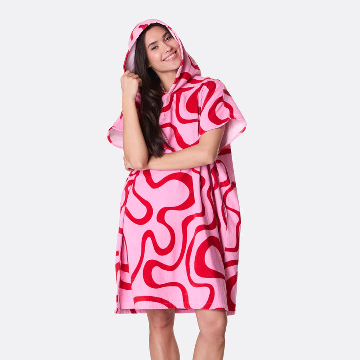 Lyserød Wavy Badeponcho