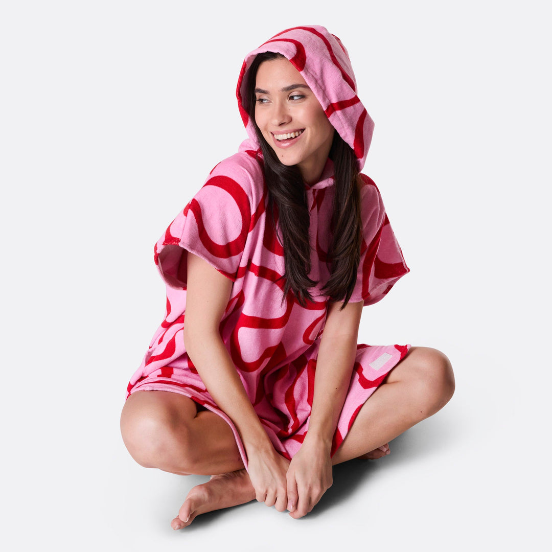 Lyserød Wavy Badeponcho