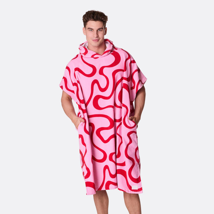 Lyserød Wavy Badeponcho