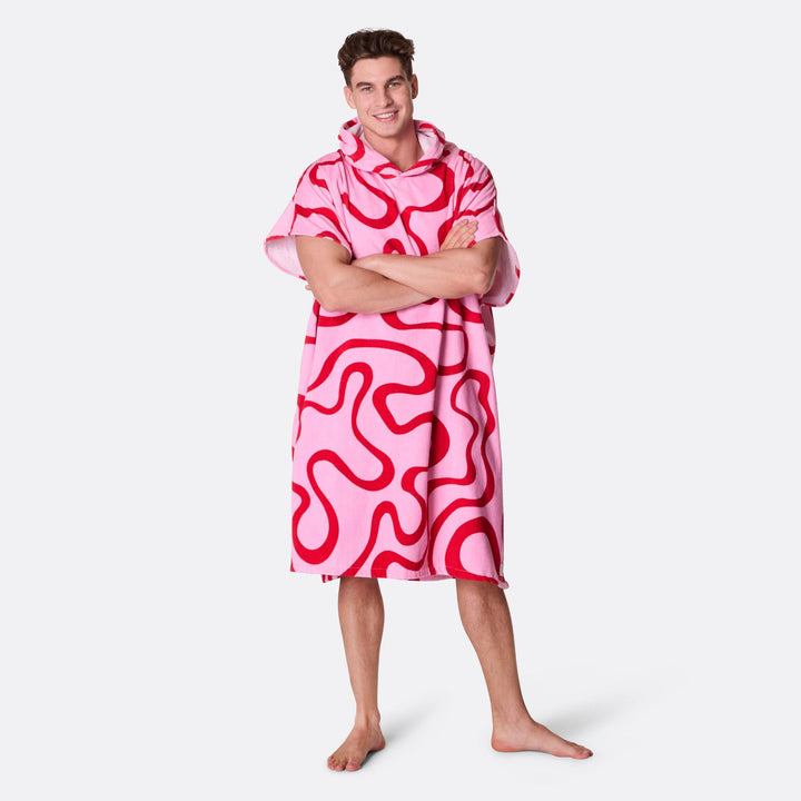 Lyserød Wavy Badeponcho