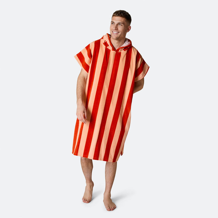 Stribet Rød Badeponcho