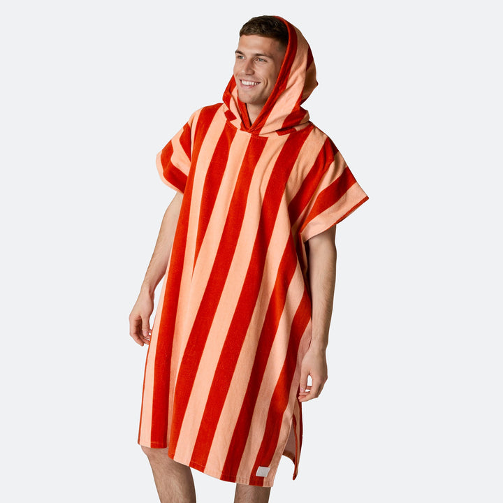Stribet Rød Badeponcho