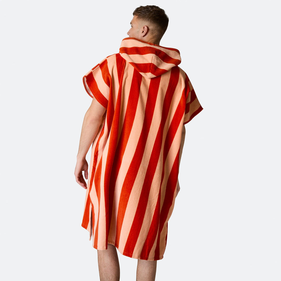Stribet Rød Badeponcho