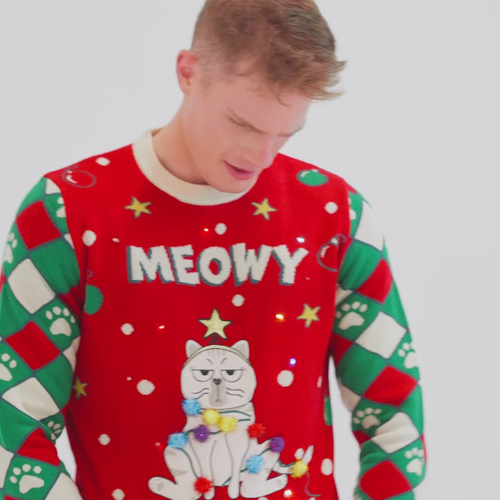 Meowy Christmas Julesweater Herre