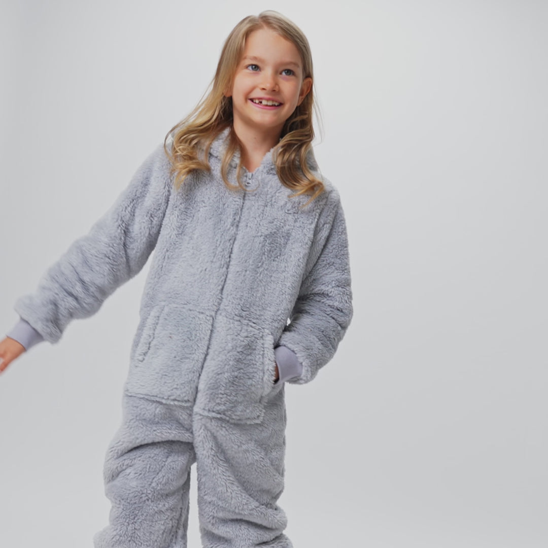 Grå Bamsebjørn Onesie Børn