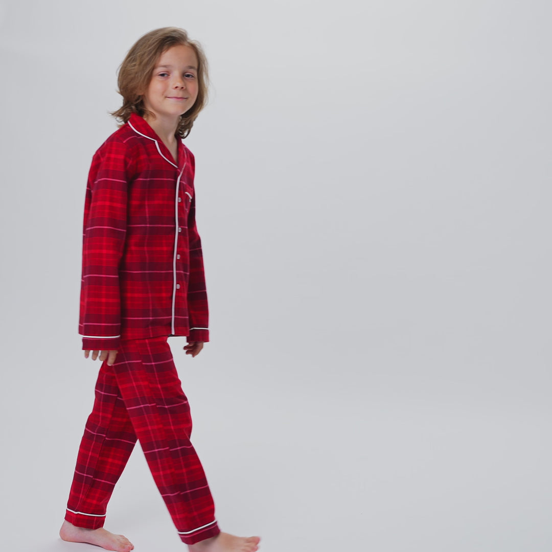 Rød Flannel Julepyjamas Børn