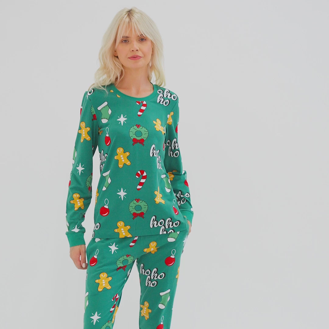 Hohoho Grøn Julepyjamas Dame