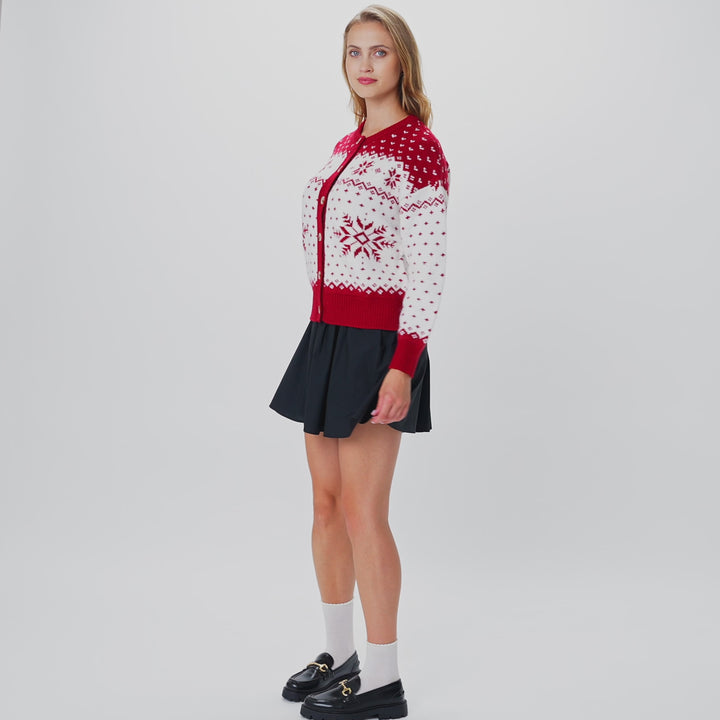Rød Julecardigan Dame