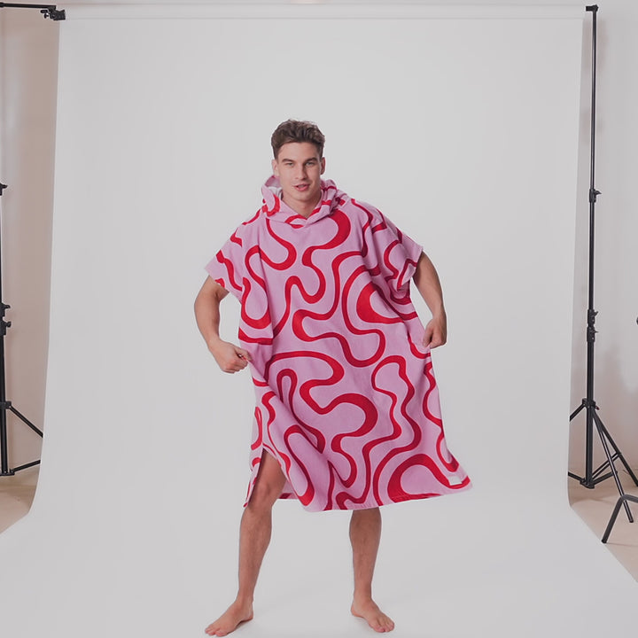 Lyserød Wavy Badeponcho